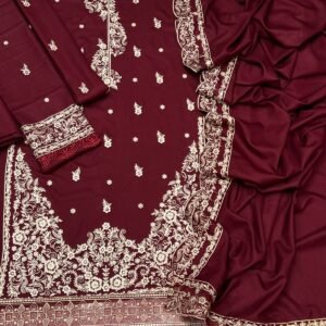 Women 3 Piece Embroidered Suit for Winter